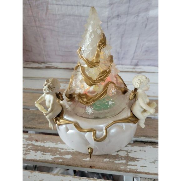 Sr vintage light up tree cherub Xmas decor